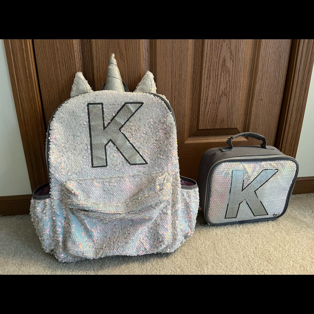 Justice K book bag and lunch pail